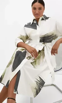 Angel Print Shirt Dress