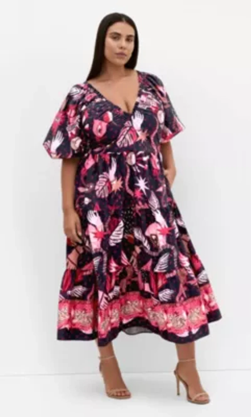 Simona Print Puff Sleeve Dress