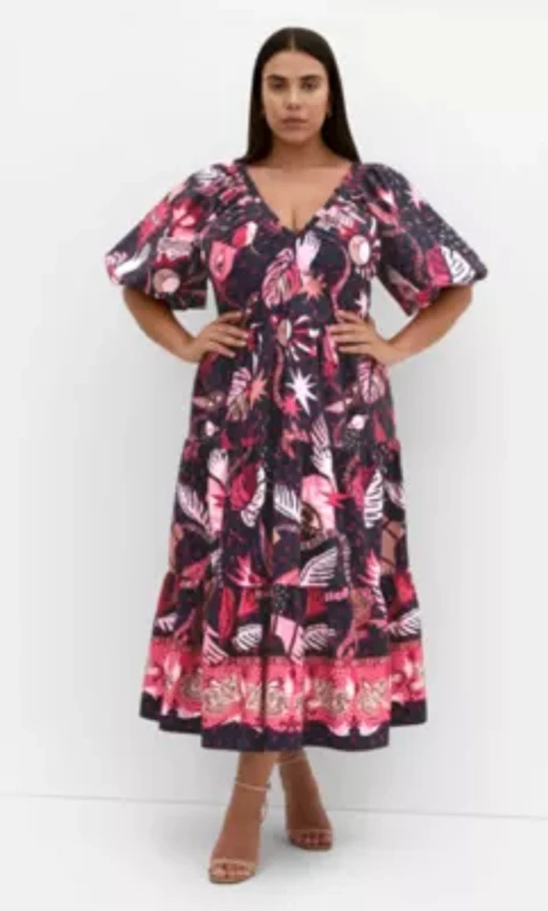 Simona Print Puff Sleeve Dress