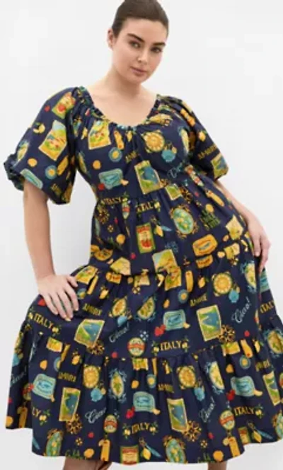 Fantasy Dolce Print V Neck Dress