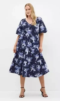 Fantasy Dolce Print V Neck Dress