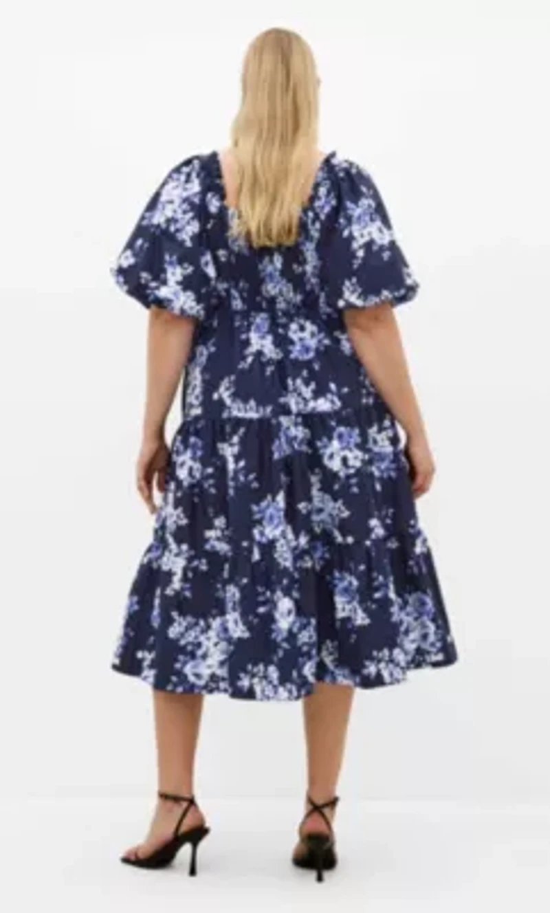 Fantasy Dolce Print V Neck Dress