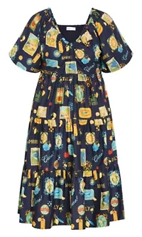 Fantasy Dolce Print V Neck Dress