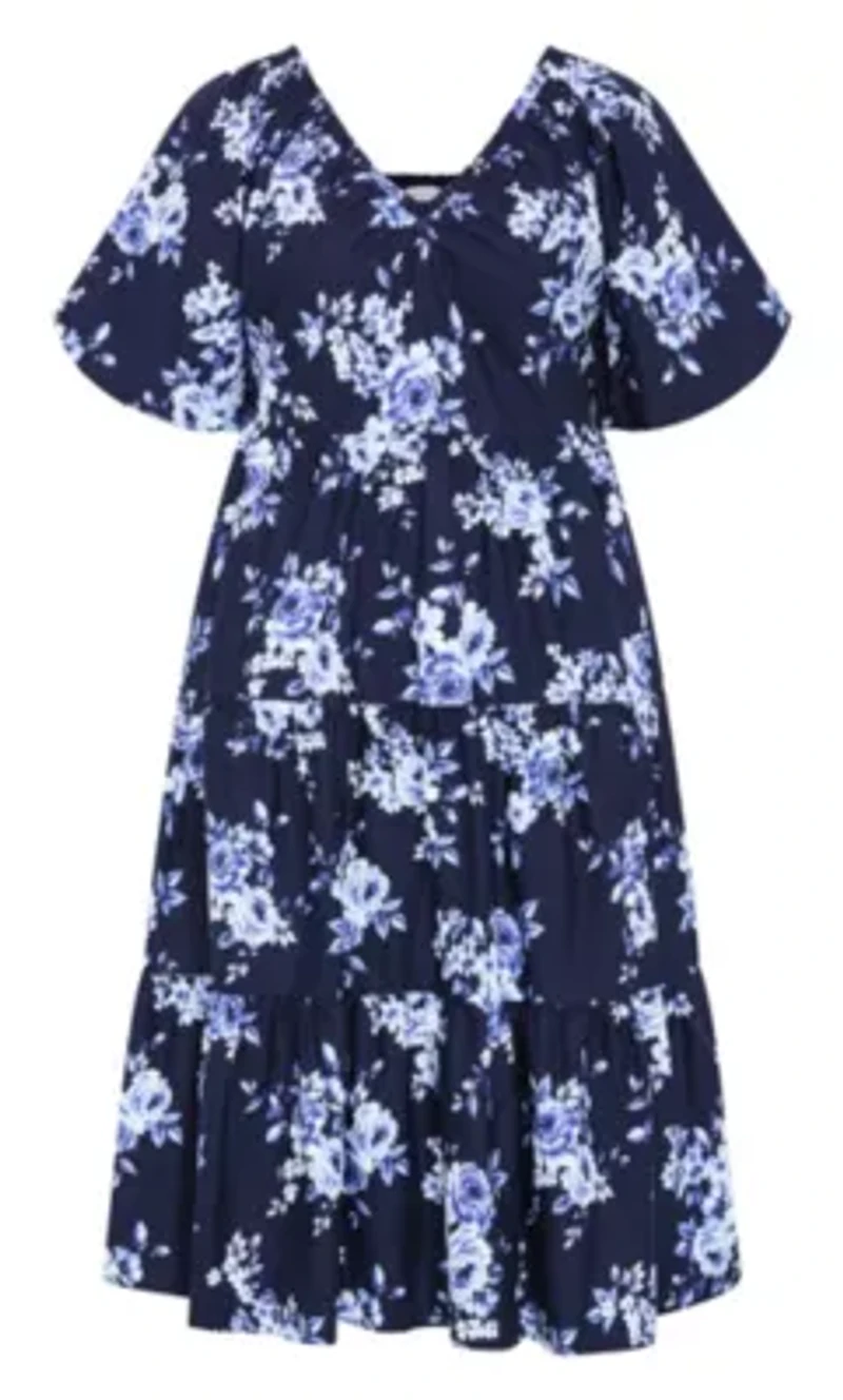 Fantasy Dolce Print V Neck Dress