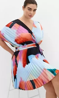 Hailey Aspect Print Pleat Mini Dress