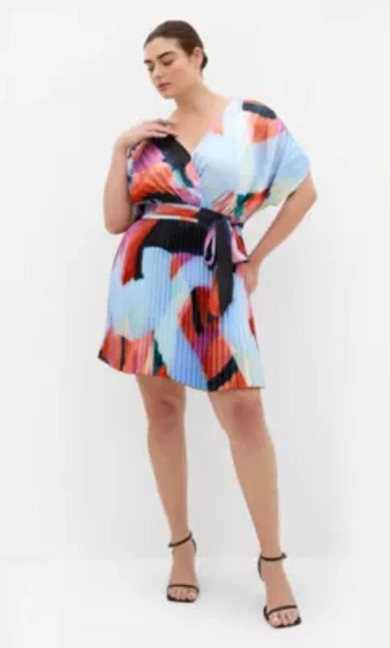 Hailey Aspect Print Pleat Mini Dress