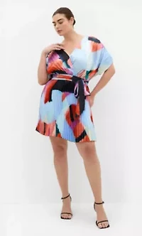 Hailey Aspect Print Pleat Mini Dress