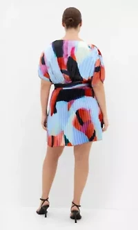 Hailey Aspect Print Pleat Mini Dress