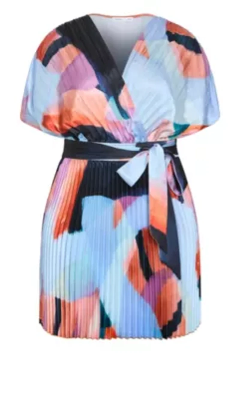 Hailey Aspect Print Pleat Mini Dress