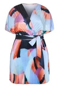Hailey Aspect Print Pleat Mini Dress