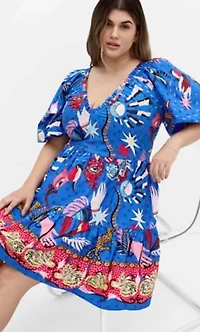 Simona Print Puff Sleeve Mini Dress