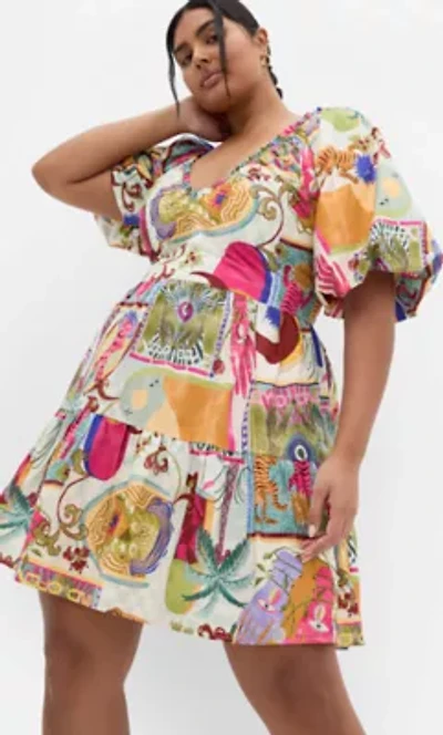 Simona Print Puff Sleeve Mini Dress