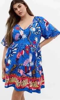Simona Print Puff Sleeve Mini Dress
