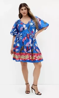 Simona Print Puff Sleeve Mini Dress