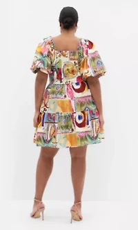 Simona Print Puff Sleeve Mini Dress
