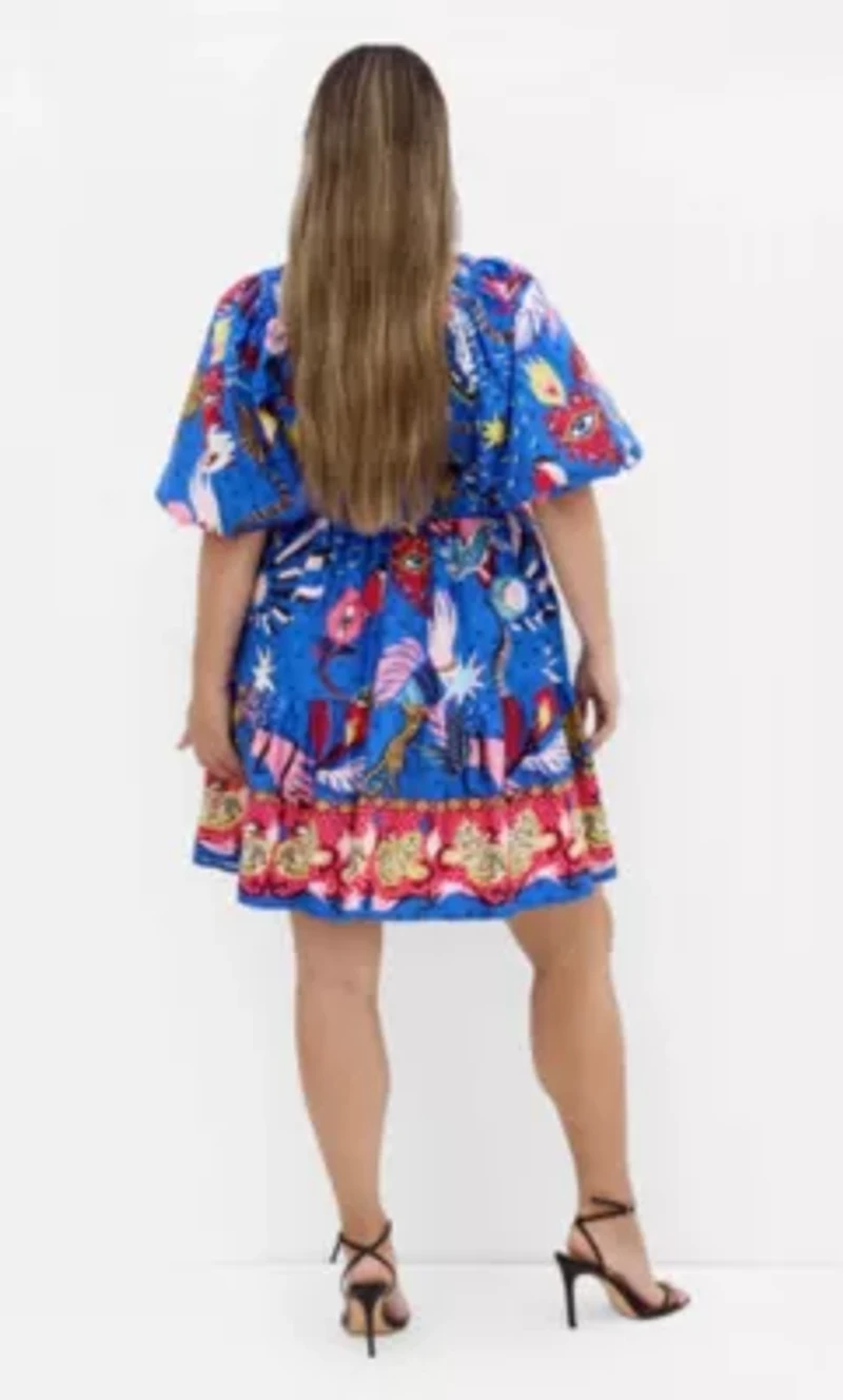 Simona Print Puff Sleeve Mini Dress