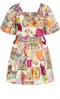 Simona Print Puff Sleeve Mini Dress