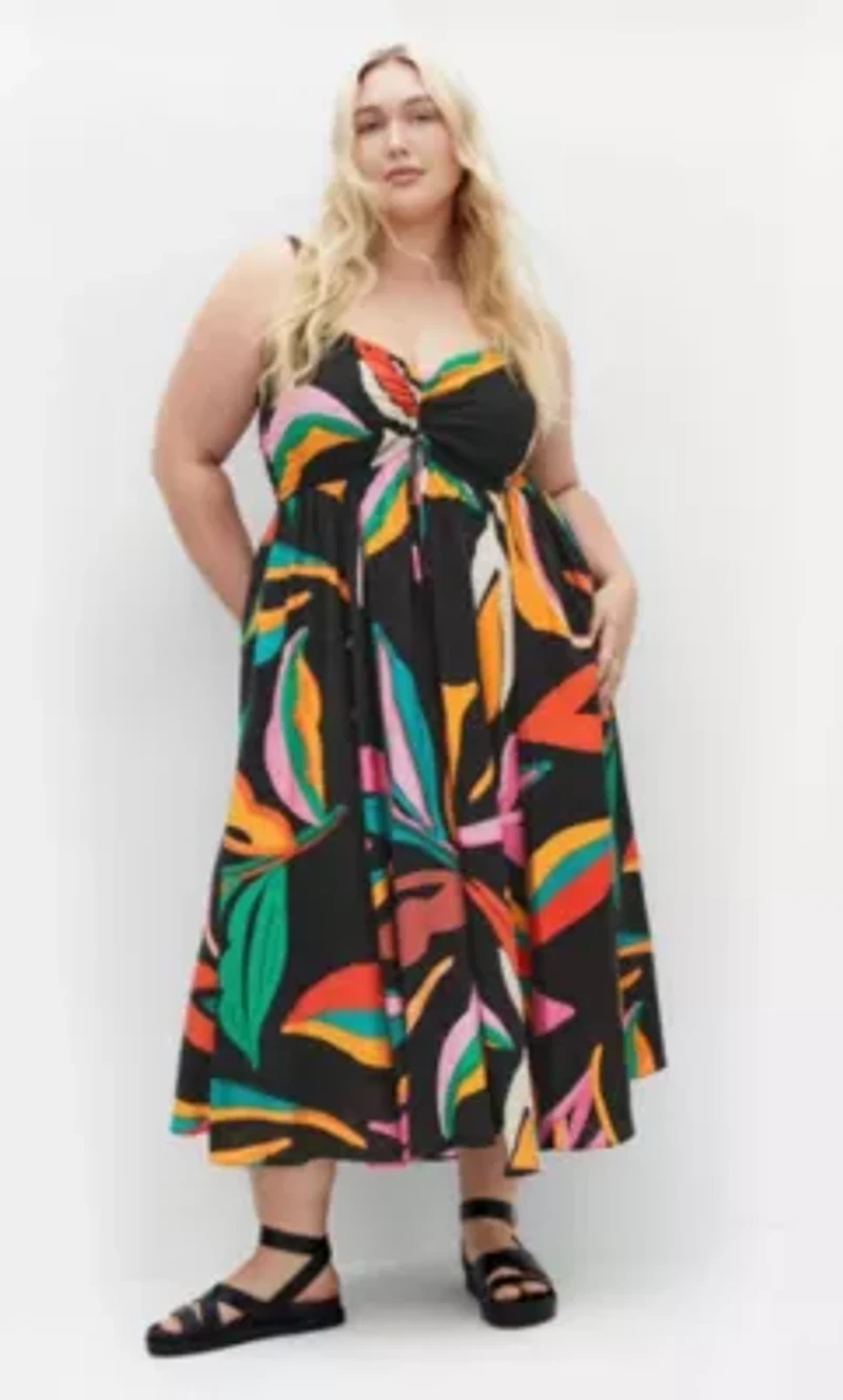 Maui Shirred Print Maxi Dress