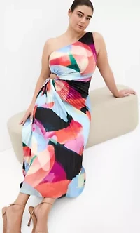 Aliza Sunset Ombre Print Pleat Maxi Dress