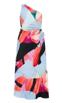 Aliza Sunset Ombre Print Pleat Maxi Dress