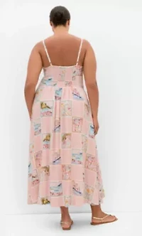 Billie Postcard Print Maxi Dress