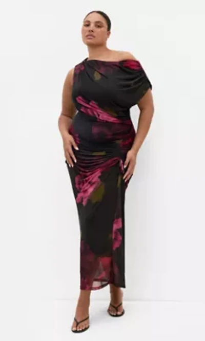 Vivid Mesh Print Maxi Dress