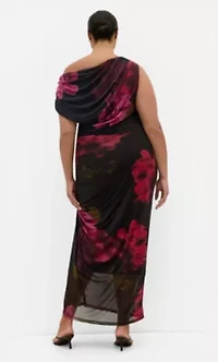 Vivid Mesh Print Maxi Dress