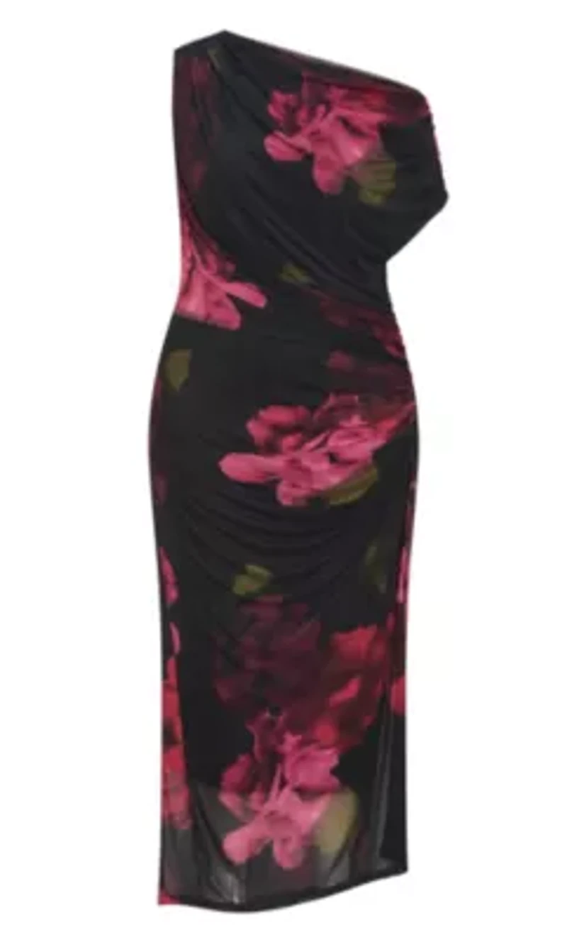 Vivid Mesh Print Maxi Dress