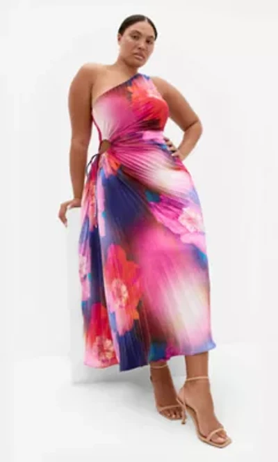 Firework Print Pleat Maxi Dress