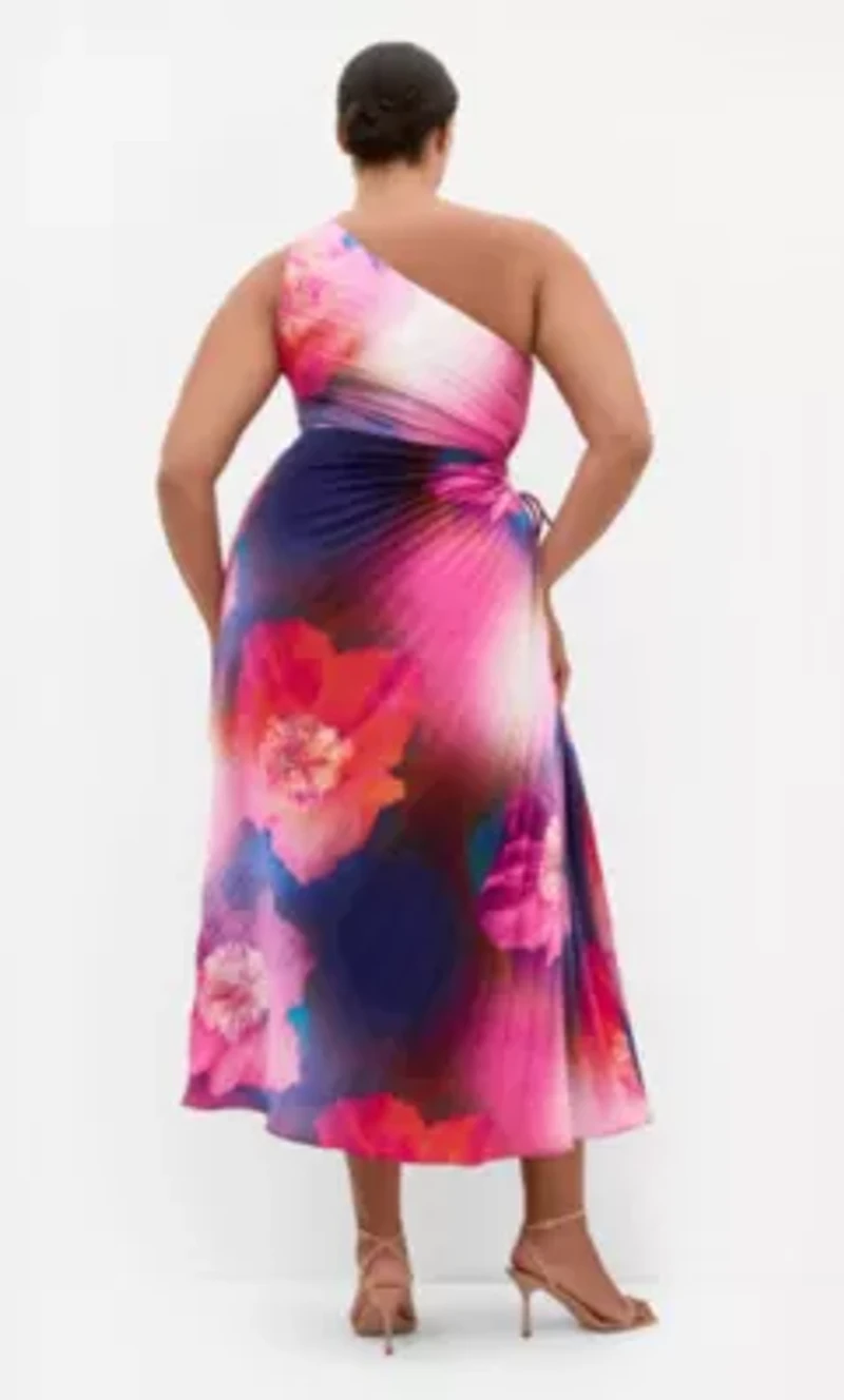 Firework Print Pleat Maxi Dress