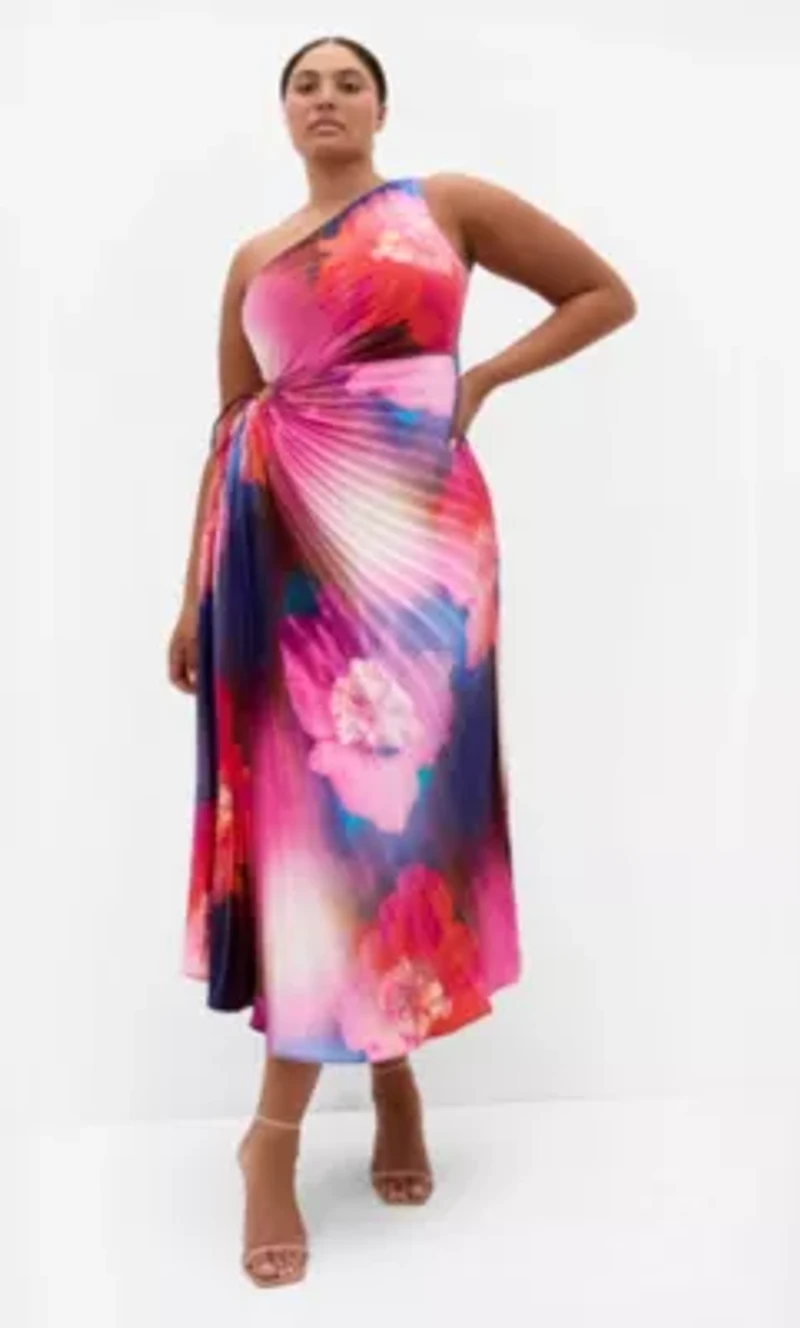 Firework Print Pleat Maxi Dress
