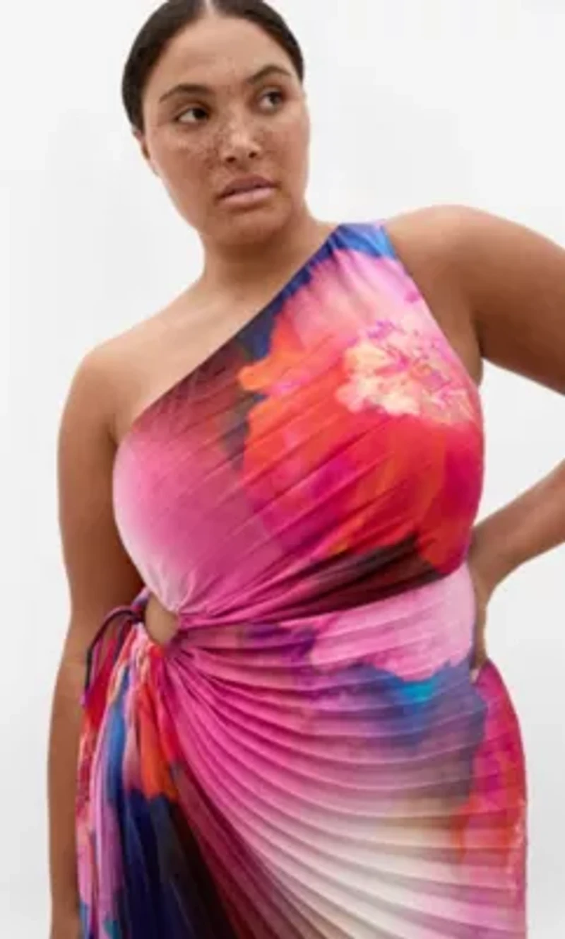 Firework Print Pleat Maxi Dress