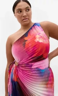 Firework Print Pleat Maxi Dress