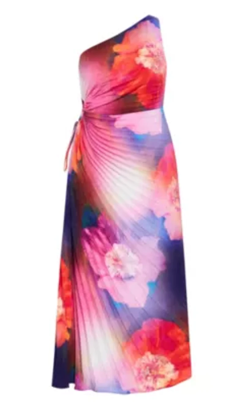 Firework Print Pleat Maxi Dress