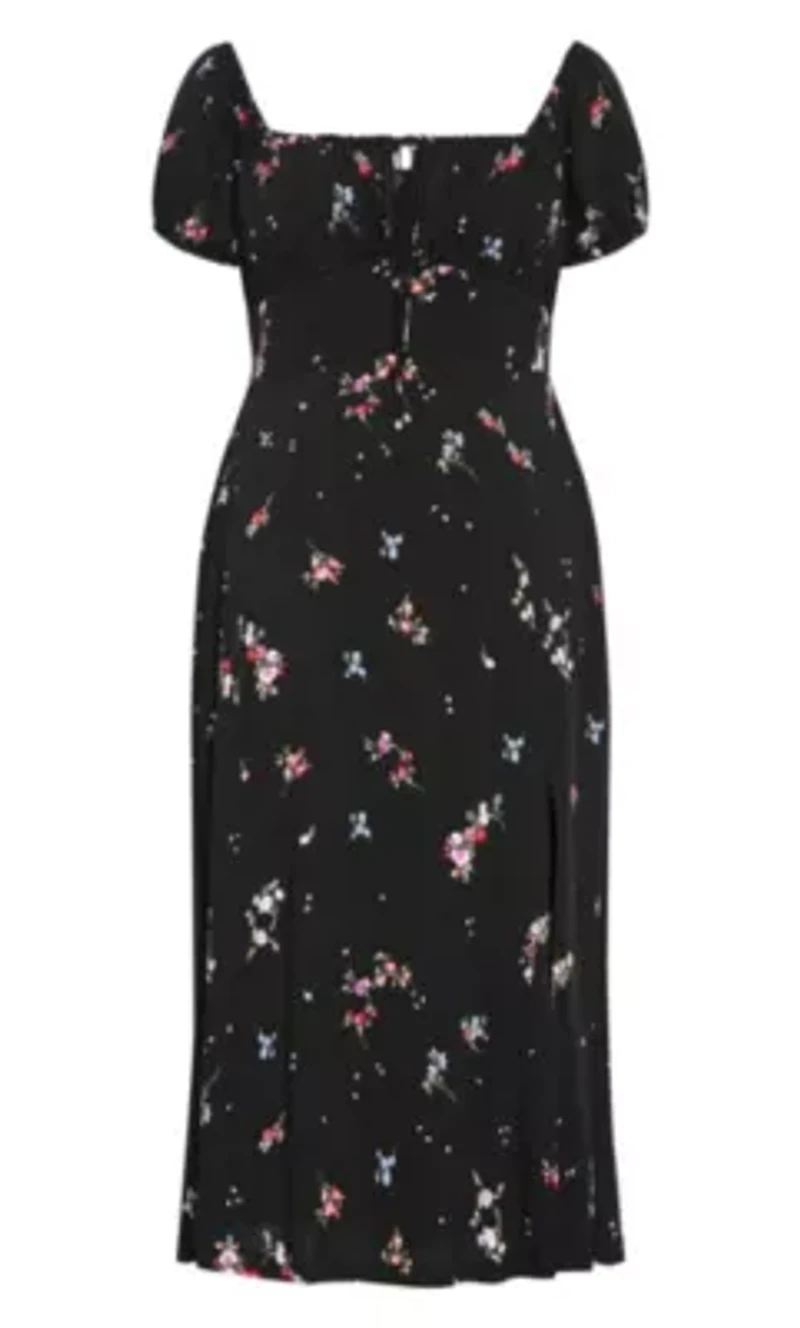 Abbie Short Sleeve Petal Print Midi Dress