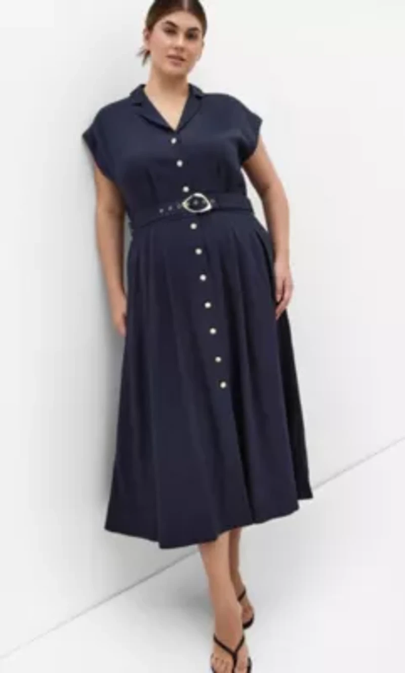 Liliyana Belted Linen Dress