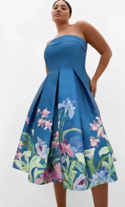 Tiffany Bloom Strapless Midi Dress