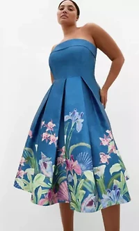 Tiffany Bloom Strapless Midi Dress