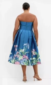 Tiffany Bloom Strapless Midi Dress