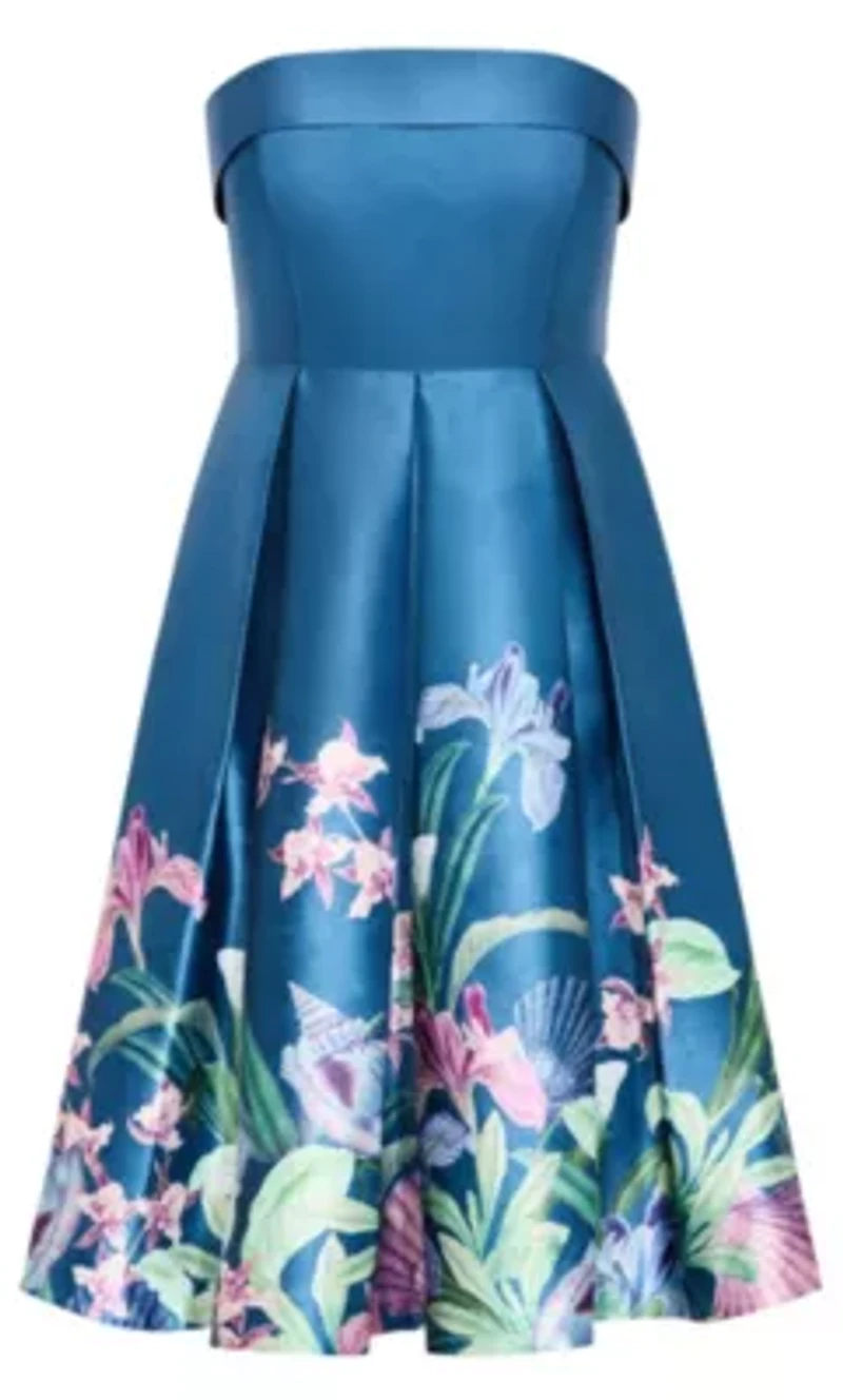 Tiffany Bloom Strapless Midi Dress