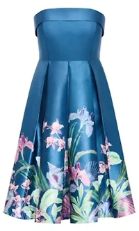Tiffany Bloom Strapless Midi Dress