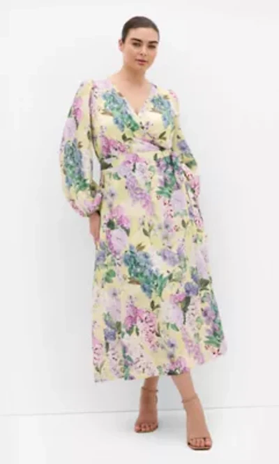 Anastasia Hydrangea Print Wrap Maxi Dress