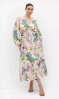 Anastasia Hydrangea Print Wrap Maxi Dress
