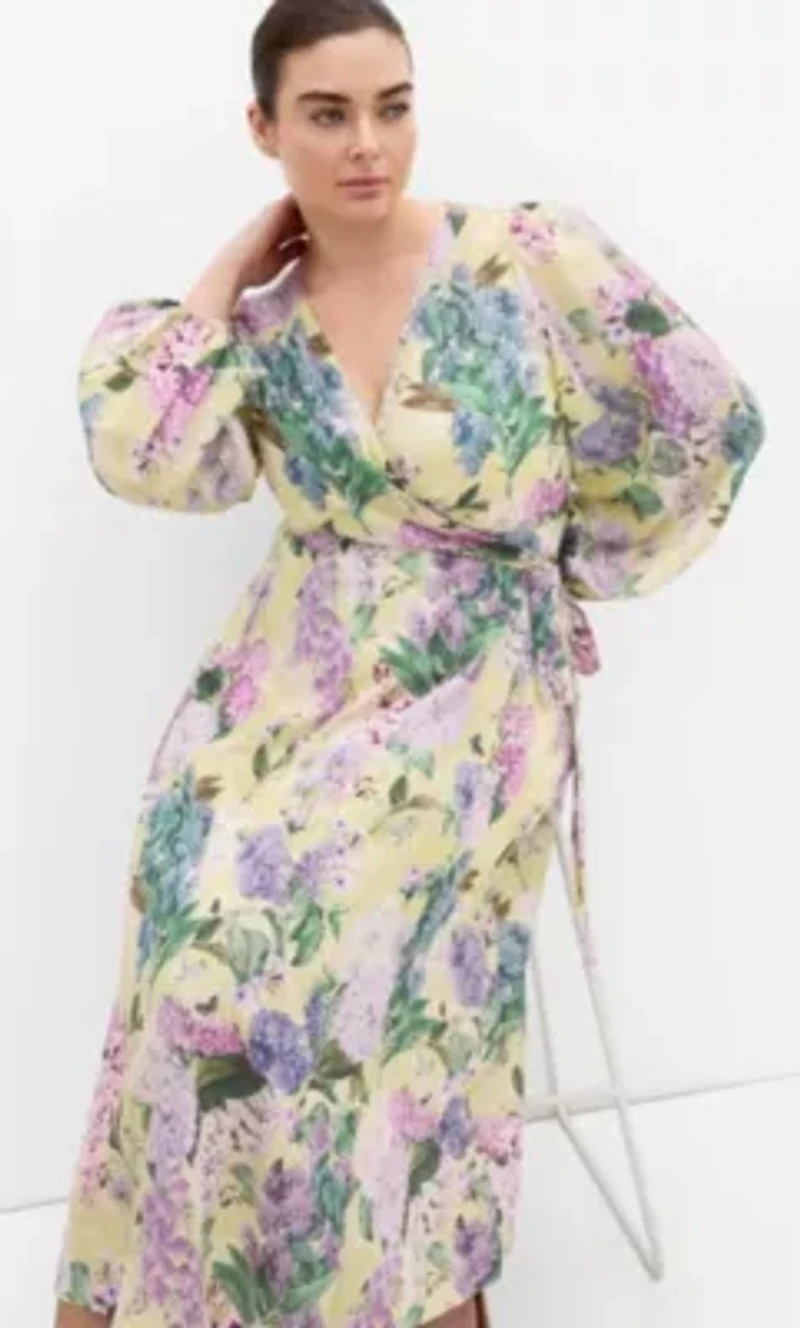 Anastasia Hydrangea Print Wrap Maxi Dress