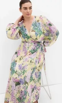 Anastasia Hydrangea Print Wrap Maxi Dress