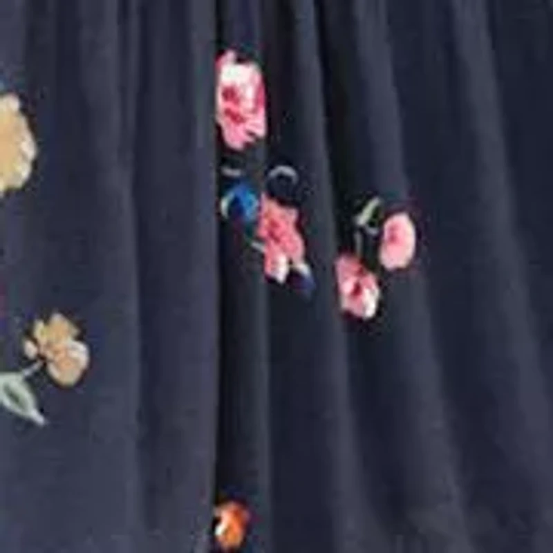 Night Garden Print Tier Midi Dress