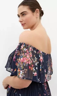 Night Garden Print Tier Midi Dress