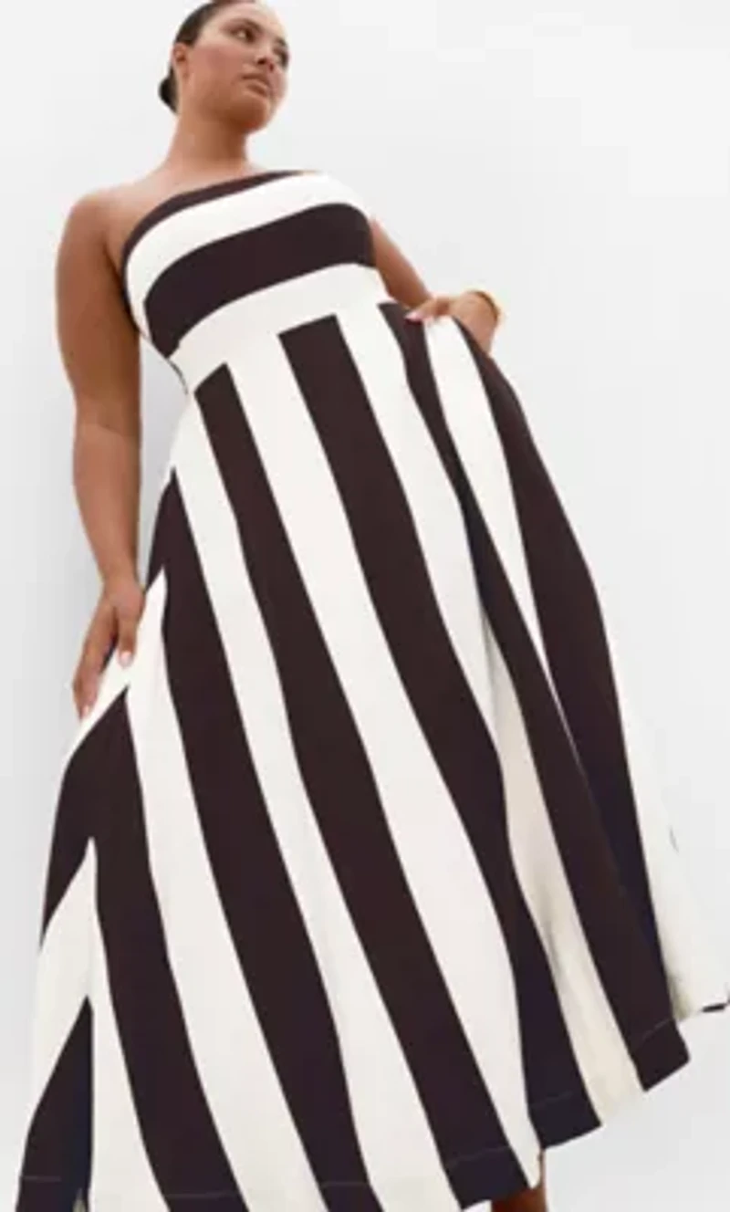 Simone Strapless Stripe Maxi Dress