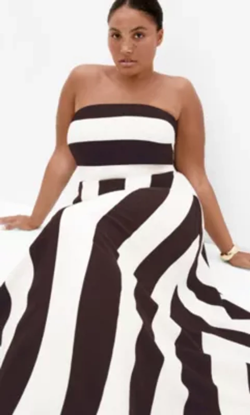 Simone Strapless Stripe Maxi Dress
