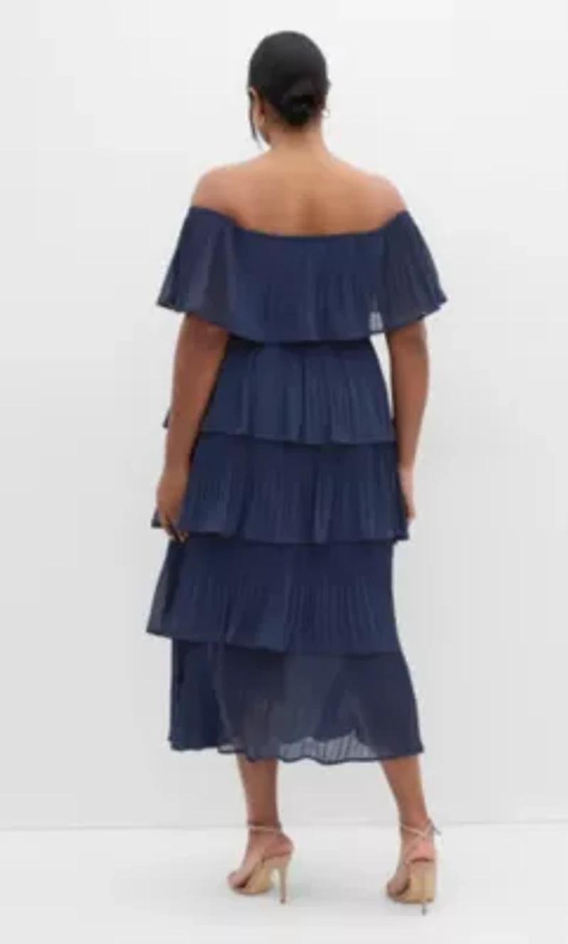 Night Garden Tier Midi Dress